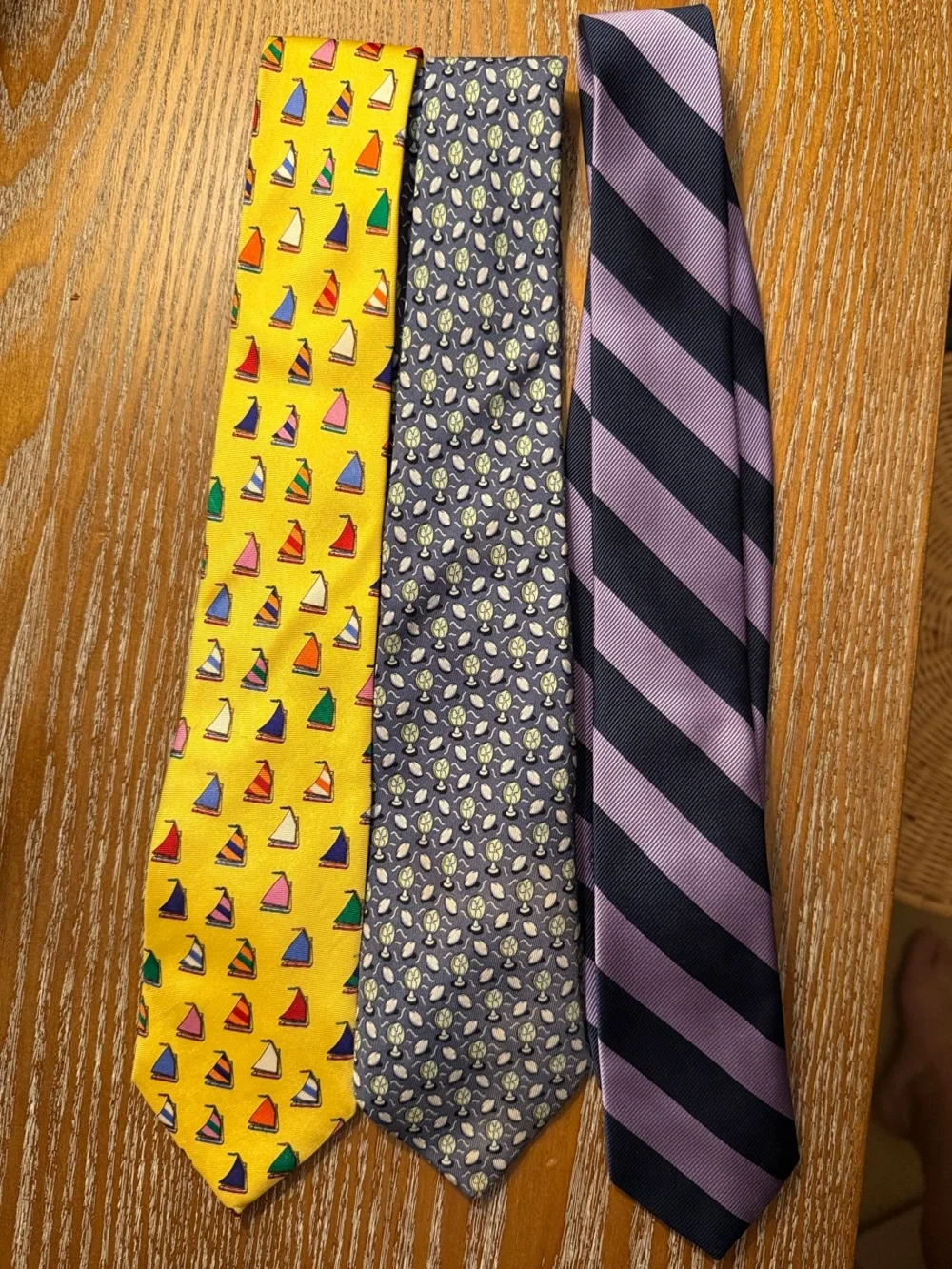 Vineyard Vines Kids Ties - Yellow Sailboat, Navy Floral, Purple & Black Striped